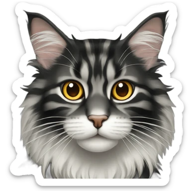 Black and white striped Maine coon with Amber eyes sticker