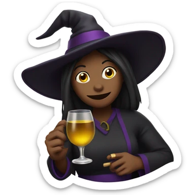 Witch with cup of wine sticker