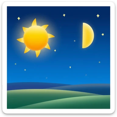 Blue yellow sun moon sticker