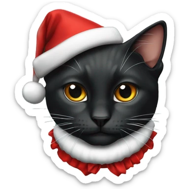 Schwarze Katze mit Weihnachtsmütze sticker