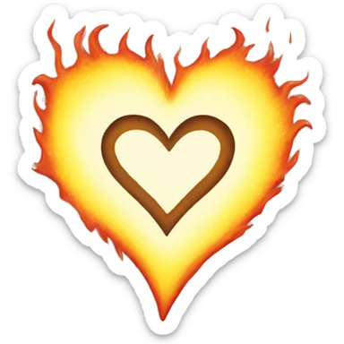 white heart with fire around it sticker