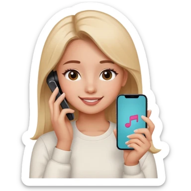 Girl thinking with tiktok sticker