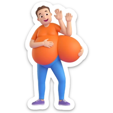 pregnant man, expressive, vibrant, emoji-like, joyful expression sticker