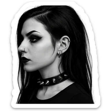 goth black white profile pic 3d  , remove background  sticker