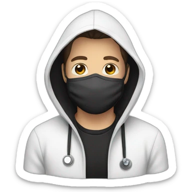 Man with medical mask and black hoody sticker