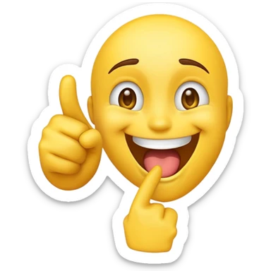 A normal laugh emoji with a finger pointing at me sticker