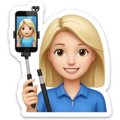girl with phone selfie stick sticker