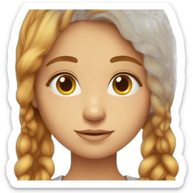 A girl with big brown eyes and long yellow-brown hair, beautiful and delicate in appearance sticker
