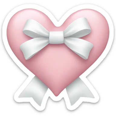 Pastel pink heart with white bow sticker