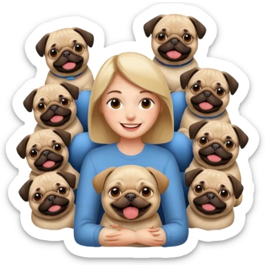 Good morning with pugs sticker
