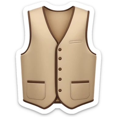 A 3D Apple-style emoji of a simple sleeveless vest (yelek), front view, minimal and clean design, soft fabric texture, neutral colors, cartoon-like and cute style sticker