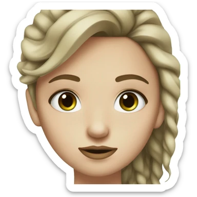 White girl with vawy brown hair green eyes and nose septum piercing sticker