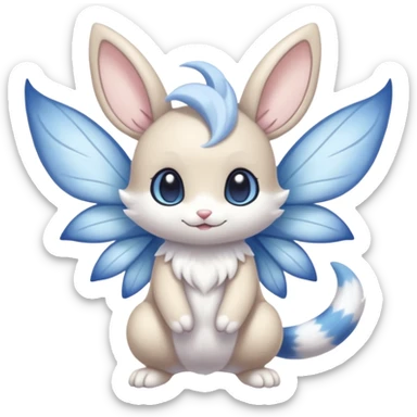 White pastel cute adorable kawaii divine winged furry fairy-Fakémon-Minccino-Meowstic-hybrid-fusion (full body) sticker