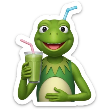 kermit meme drinking protein shake sticker