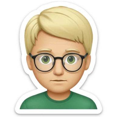 chico blanco ojos verdes, rubio con gafas sticker