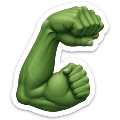 green arm with clenched fist and muscle forearm  sticker