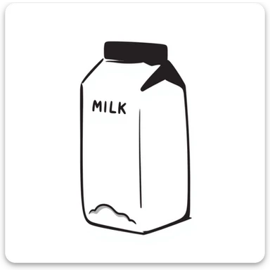 hand-drawn doodle of a milk carton sticker