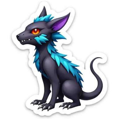 cool edgy colorful dark fantasy animal hybrid Fakemon full body sticker