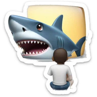 a shark watching tv sticker