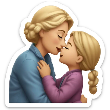 Little girl kissing her mom on the cheek  sticker