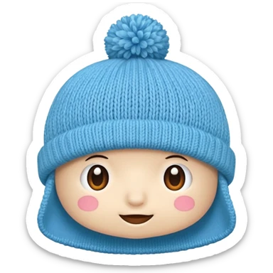 Hat with pompom light Blue sticker