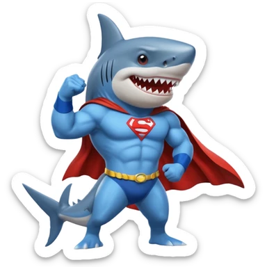 superhero shark in a tank sticker