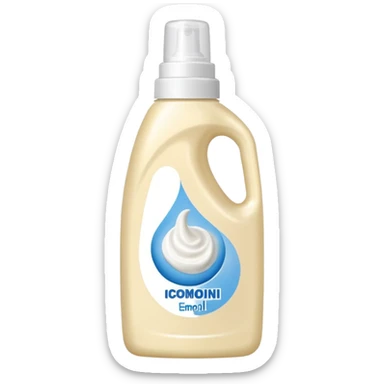 detergent bottle, cream colored, white cap sticker