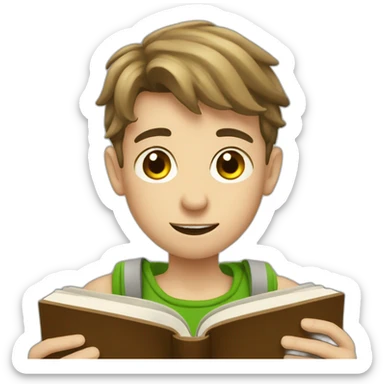 european boy reads a book sticker