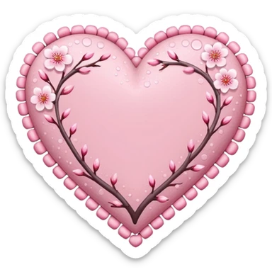 sakura heart with a dotted border sticker