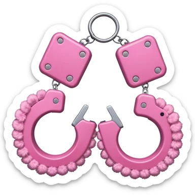 Pink fluffy hand cuffs  sticker
