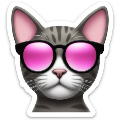 Cat with a pink hate n star sunglasses  sticker