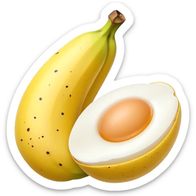 A banana standing between two eggs sticker