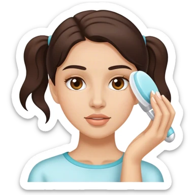 Brunette Girl getting ready,doing facial routine  sticker