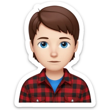 Chico blanco ojos azules pelo castaño y camisa de franela sticker
