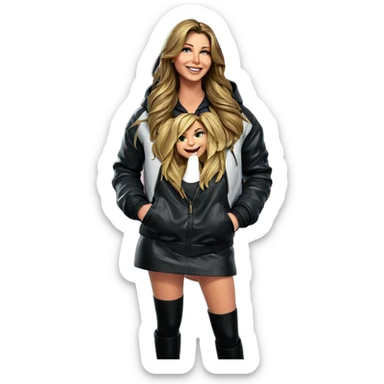 girl in jacket with smile sticker