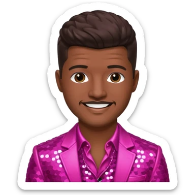 Robin Thicke with dark brown hair, dark pink sequin outfit sticker