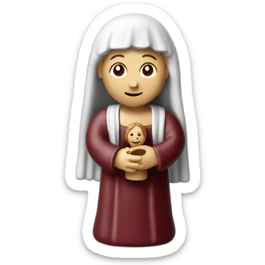 Wine red ceramic nativity set sticker