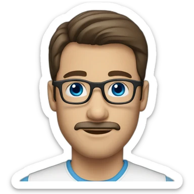 brunette man with blue eyes and glasses and facial hair sticker