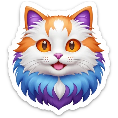 a happy cat with pride flag colors sticker