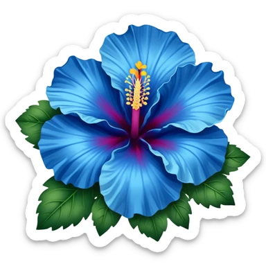 Blue hibiscus flower sticker