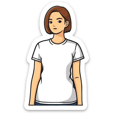 woman wearing a t-shirt sticker