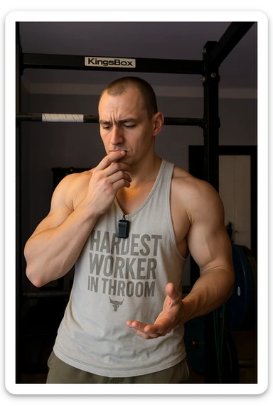 Uomo che si allena e sta cercando di capire quanta intensità mettere sticker