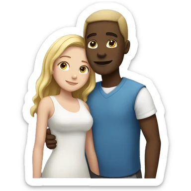 Black man and white girl hugging sticker