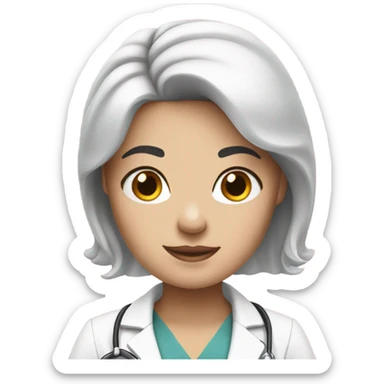 White female doctor with black hair and pink accessories sticker