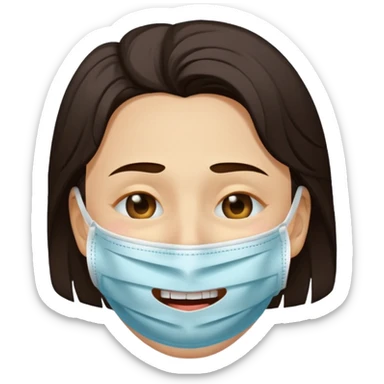 Quiero q sea una carita rota con tristeza q use una máscara q la haga ver feliz sticker