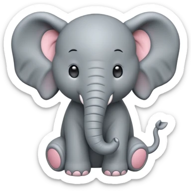 Isolated, breathtakingly vivid and intricately detailed digital illustration of the most incredibly adorable baby Elephant.figurine imaginable, toy style. sticker