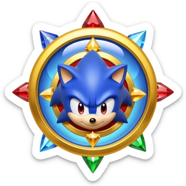 I want Sonic the hedgehog with chaos emeralds sticker