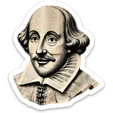 Shakespeare made of newspaper cuttings 420 roses flowers sticker