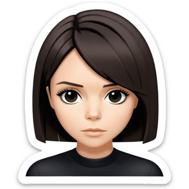 Victoria Beckham circa 1997 with bob haircut parted down straight down the center. Wearing black sticker