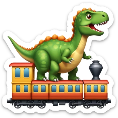 Динозавр едет на поезде sticker